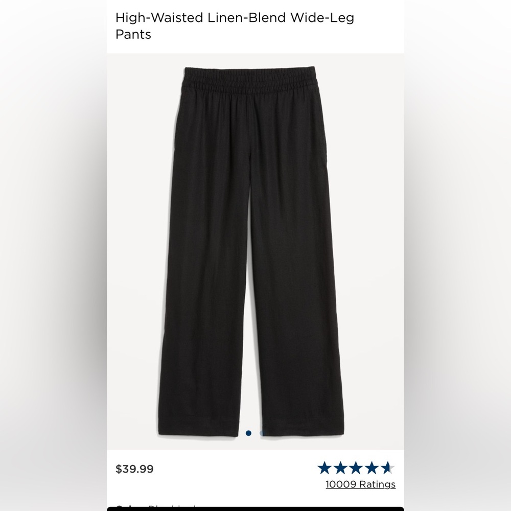 Old Navy Black High-Waisted Linen-Blend Wide Leg Pants Petite L